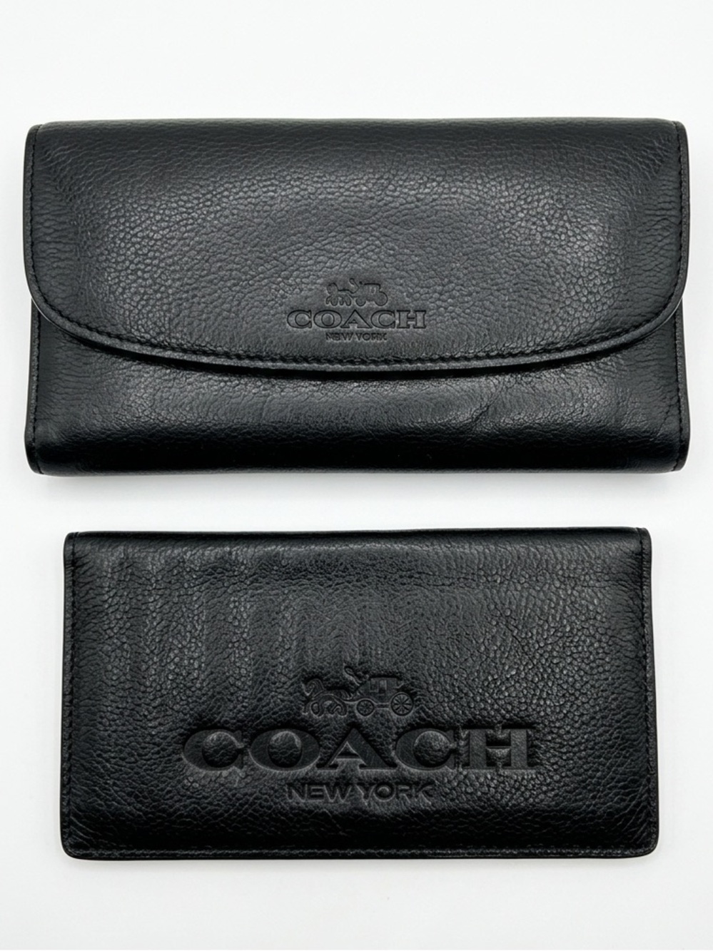 Coach Black Pebbled Leather w/ Removable Checkbook Wallet 2Fer - Picture 5 of 13